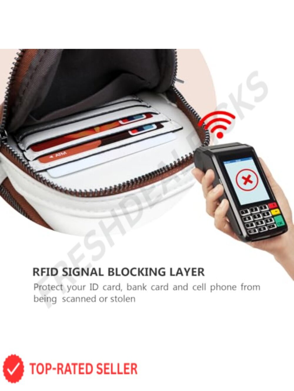 Anti-theft PU Leather Sling Bag Women Crossbody Chest Pack Adjustable Strap - Picture 5 of 5
